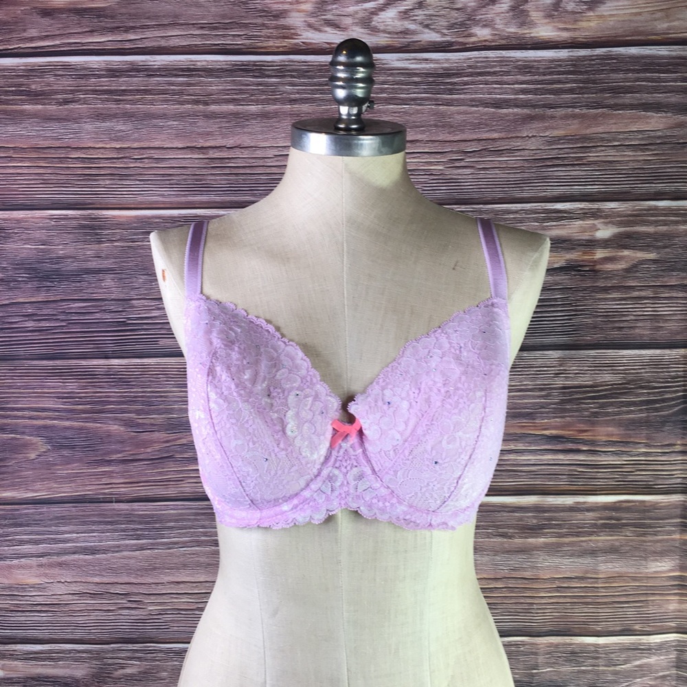 Victoria’s Secret 36DDD Pink Lace Underwire Padded Lined Demi Bra